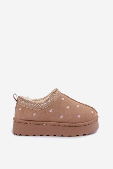 Kindersneeuwschoenen met hartjes, gevoerd met bont, zandkleurig Palina 2