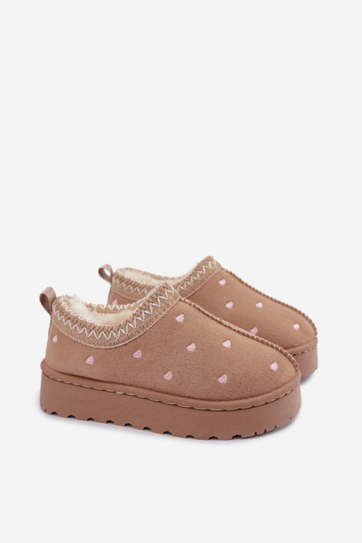 Kindersneeuwschoenen met hartjes, gevoerd met bont, zandkleurig Palina