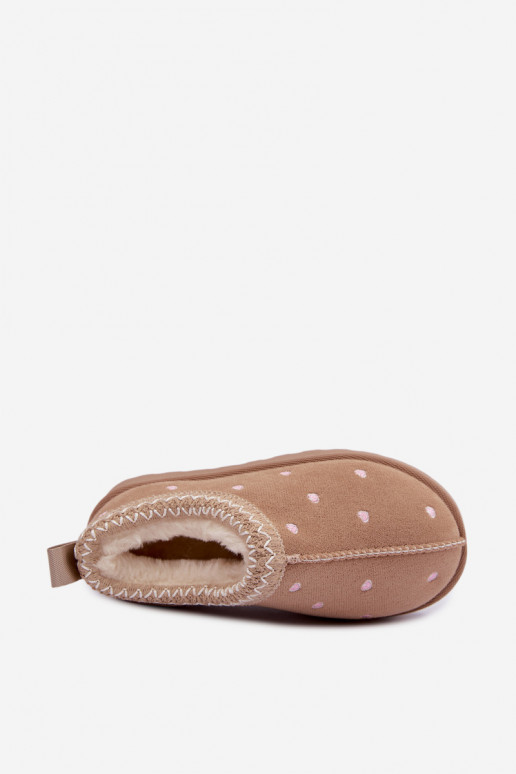 Kindersneeuwschoenen met hartjes, gevoerd met bont, zandkleurig Palina