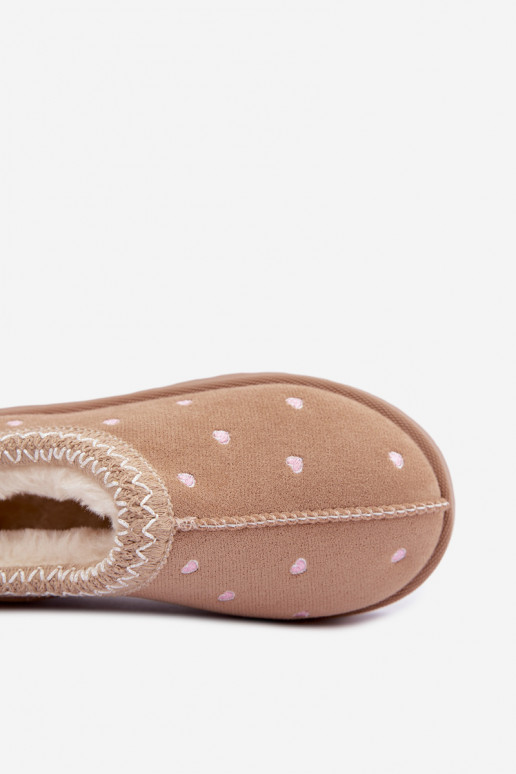 Kindersneeuwschoenen met hartjes, gevoerd met bont, zandkleurig Palina