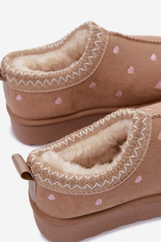 Kindersneeuwschoenen met hartjes, gevoerd met bont, zandkleurig Palina