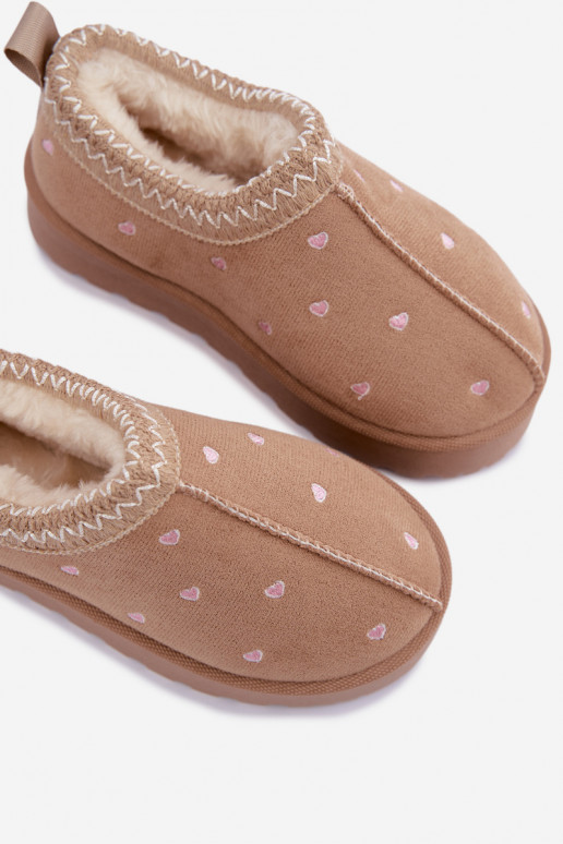 Kindersneeuwschoenen met hartjes, gevoerd met bont, zandkleurig Palina