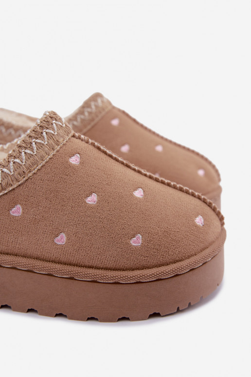 Kindersneeuwschoenen met hartjes, gevoerd met bont, zandkleurig Palina
