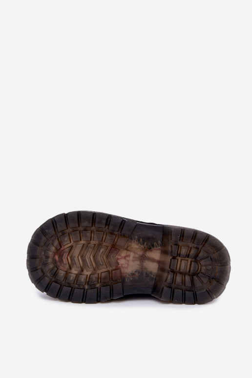Gevoerde kinder enkellaarsjes met lak effect, faux leather, met ritsen, zwart Omua
