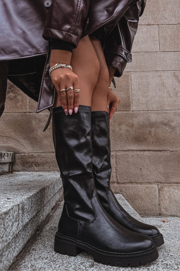 dames kniehoge laarzen van zwarte faux leather Oceana