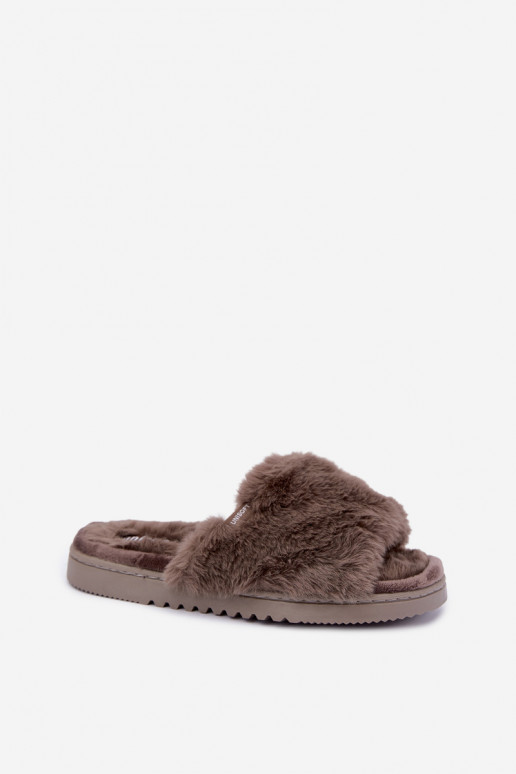 dames slippers met bont in grijs Loraline