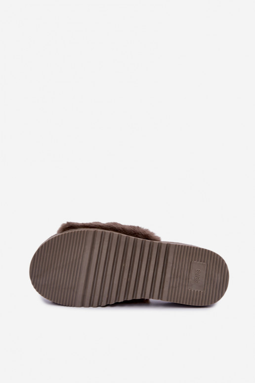 dames slippers met bont in grijs Loraline