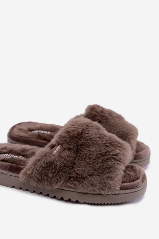 dames slippers met bont in grijs Loraline