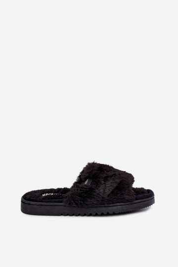 dames slippers met bont in zwart Loraline 2