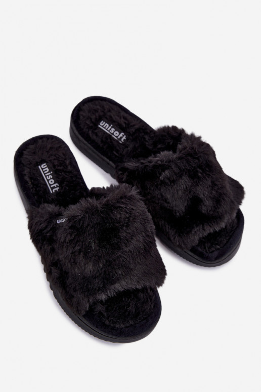 dames slippers met bont in zwart Loraline