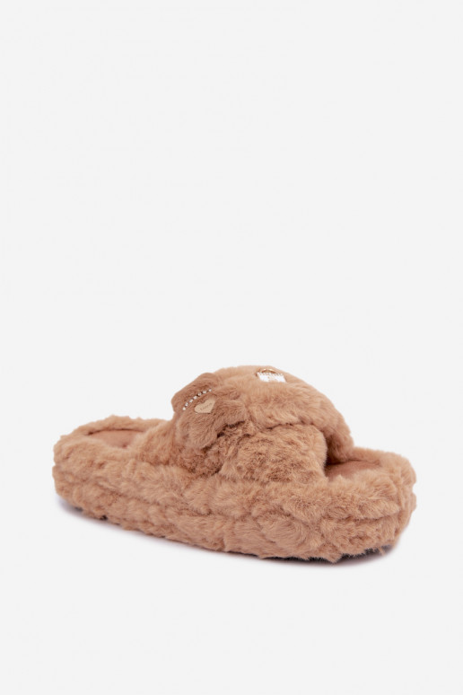 slippers met bont en mooie details in zand Jesselle