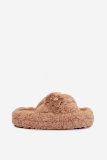 slippers met bont en mooie details in zand Jesselle 2