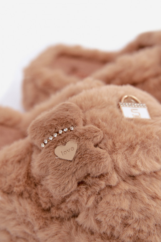 slippers met bont en mooie details in zand Jesselle
