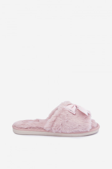 slippers met bont en strikjes in roze Fiamelle 2
