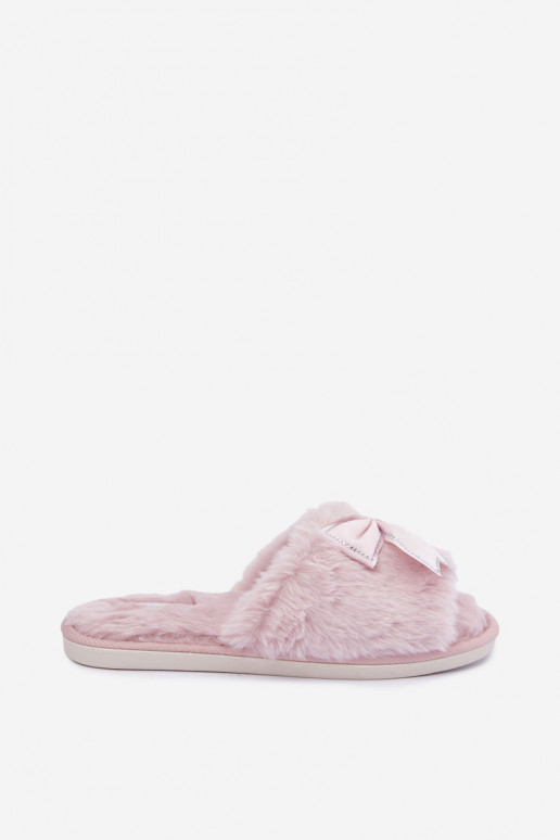 slippers met bont en strikjes in roze Fiamelle