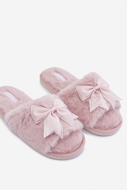 slippers met bont en strikjes in roze Fiamelle