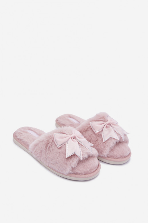 slippers met bont en strikjes in roze Fiamelle