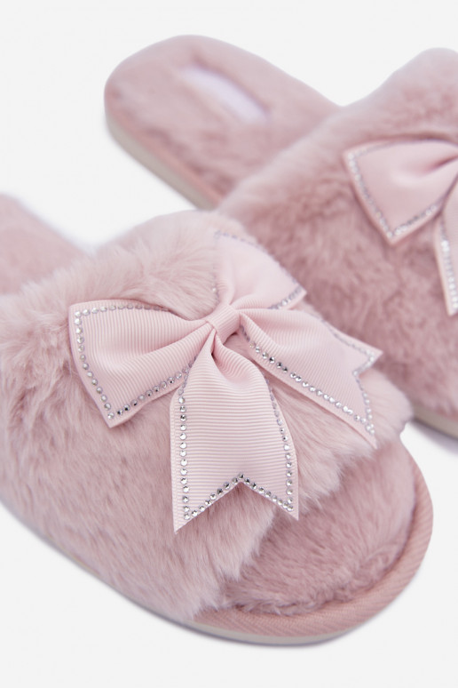 slippers met bont en strikjes in roze Fiamelle