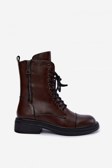 geïsoleerde enkellaarsjes van chocolade faux leather Vinceza 86443 2