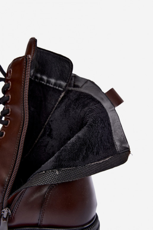 geïsoleerde enkellaarsjes van chocolade faux leather Vinceza 86443