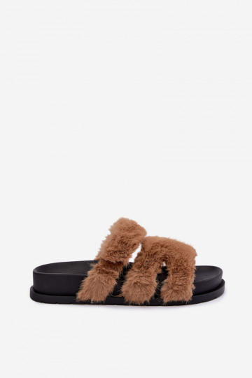 slippers met bont in bruin Talisette 2