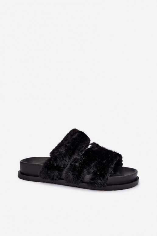 slippers met bont in zwart Talisette