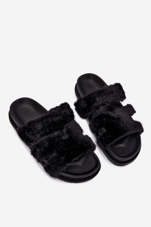 slippers met bont in zwart Talisette