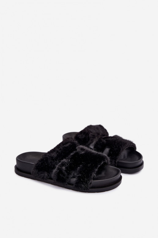 slippers met bont in zwart Talisette