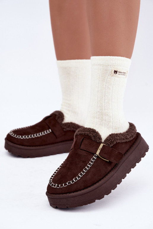 dames sneeuwlaarzen met gespen in chocolade Saldora