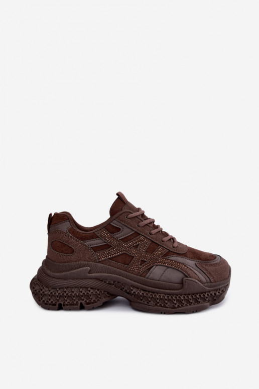 Sneakers met chocoladekleurige decoratie Amselle