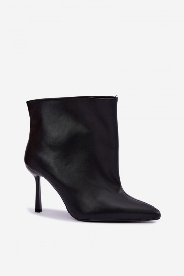 Instap enkellaarsjes met dunne hak in zwart faux leather Kamea