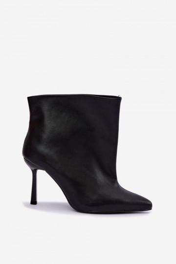 Instap enkellaarsjes met dunne hak in zwart faux leather Kamea 2