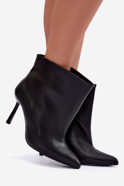 Instap enkellaarsjes met dunne hak in zwart faux leather Kamea