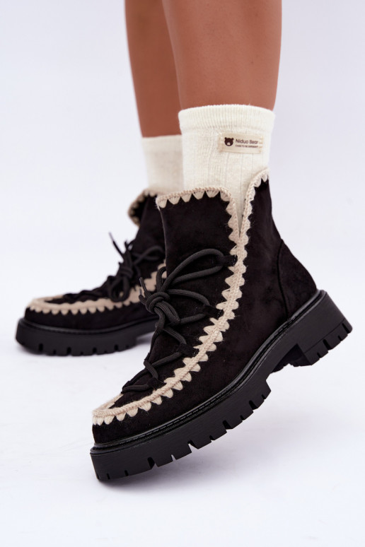 Sneeuwlaarzen met stijlvolle details in zwart Cariselle