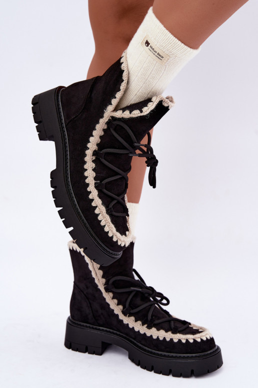 Sneeuwlaarzen met stijlvolle details in zwart Cariselle