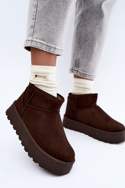 Sneeuwlaarzen van faux suede met platform in donkerbruin Corcoran