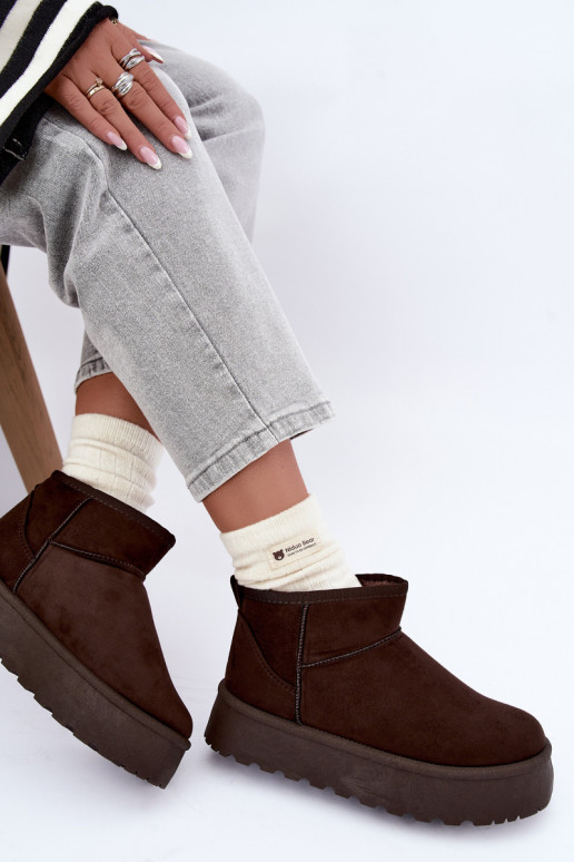 Sneeuwlaarzen van faux suede met platform in donkerbruin Corcoran