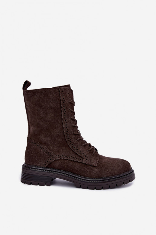 Gevoerde veterschoenen van faux suede Czekoladoje Rasvena