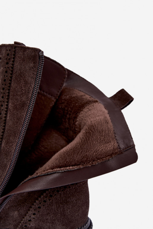 Gevoerde veterschoenen van faux suede Czekoladoje Rasvena