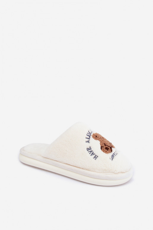 Ivoor kleurige dames slippers met bont Meškiukai Cassira