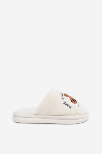 Ivoor kleurige dames slippers met bont Meškiukai Cassira 2