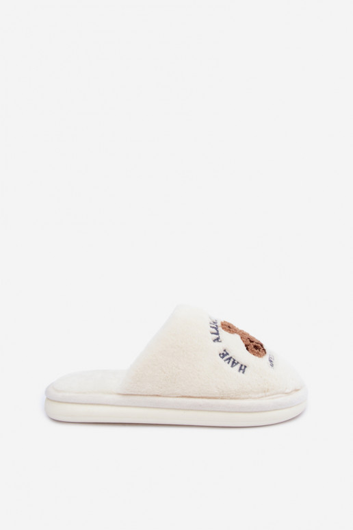 Ivoor kleurige dames slippers met bont Meškiukai Cassira