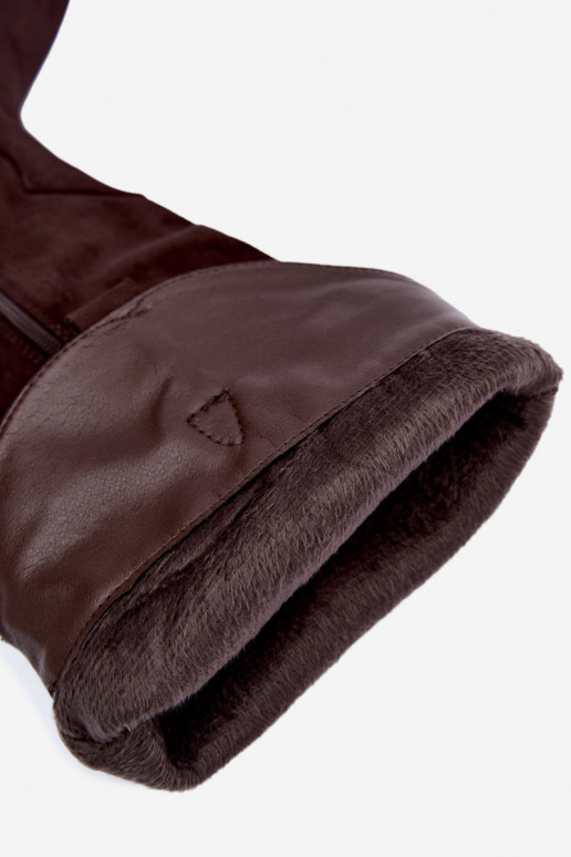 Warme lange cowboy-stijl laarzen met hakken in bruin Renissa