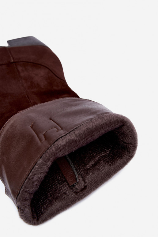 Warme lange cowboy-stijl laarzen met hakken in bruin Rialene
