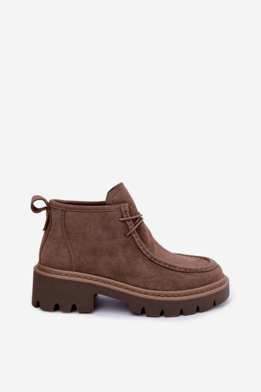 Gevlochten enkellaarsjes in faux suede zand Farella