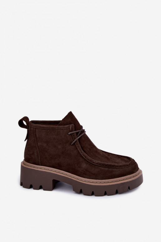 Gevlochten enkellaarsjes in faux suede bruin Farella