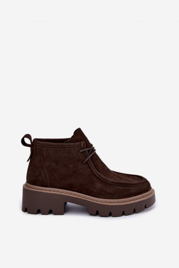 Gevlochten enkellaarsjes in faux suede bruin Farella 2