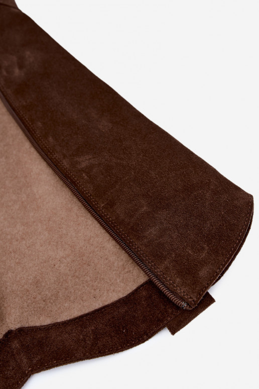 Warme lange laarzen in cowboy-stijl van faux suede in bruin Zazoo 4224