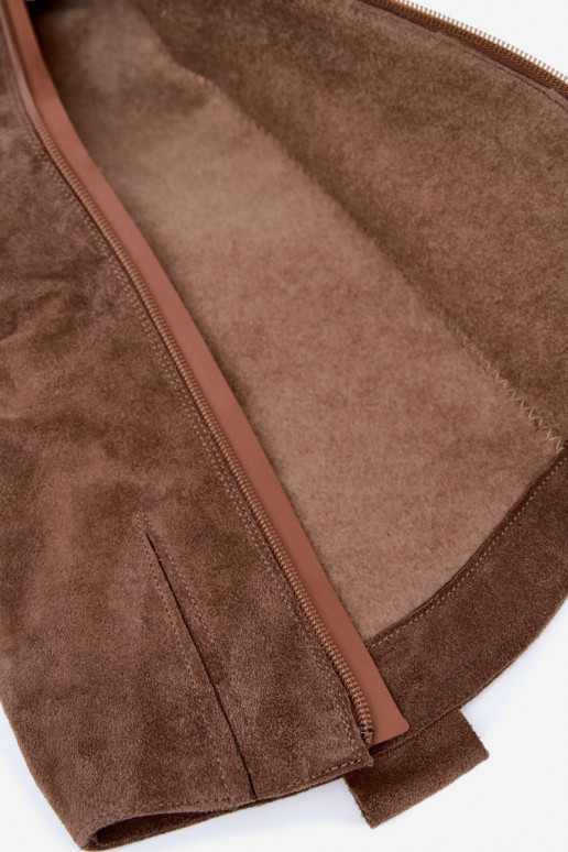 Warme gekreukte lange laarzen in cowboy-stijl van faux suede in bruin Zazoo 4313