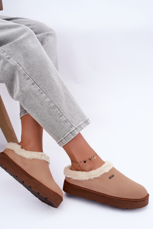 Dameshuisslippers met bont Inblu DR000004 bruin